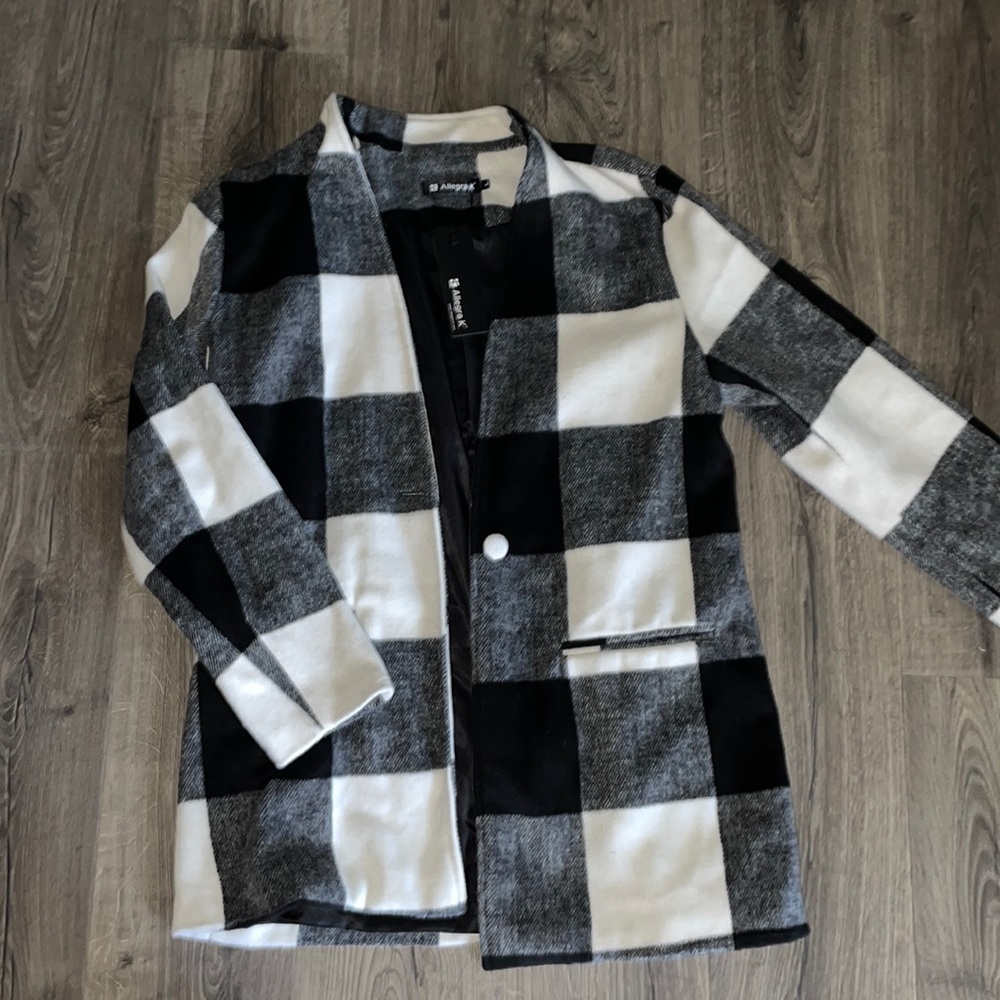 Plaid One Button Jacket
